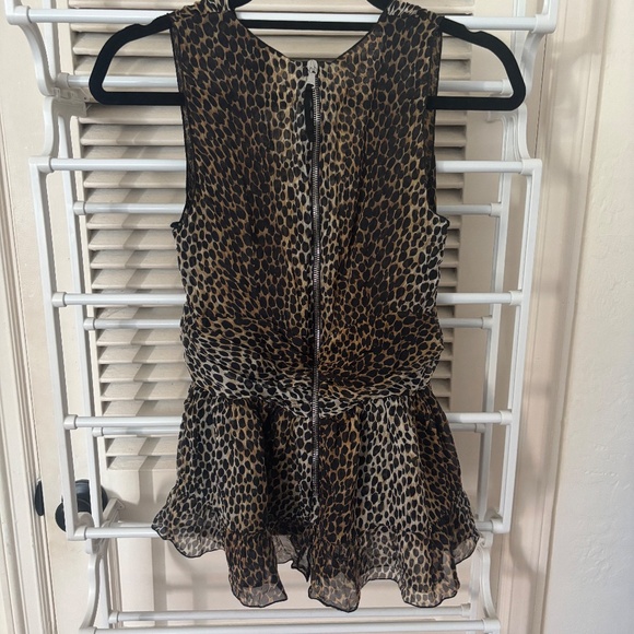 D&G Dolce&Gabbana 100% Silk Leopard Sheer Blouse Top Italian Size 42 - Picture 3 of 4